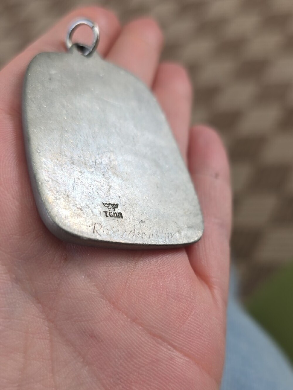 Vintage R Landerholm Sweden Modernist Pewter Pendant St George Dragon - Picture 6 of 7